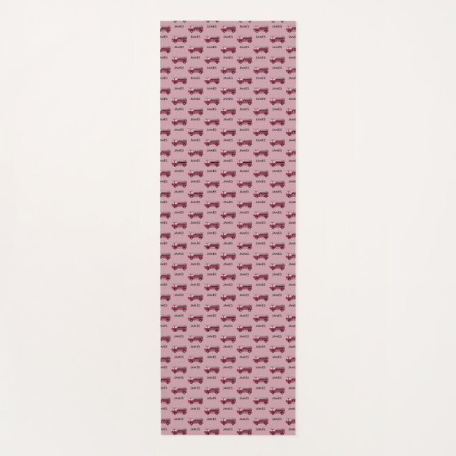 Esterilla De Yoga Añadir su nombre Camión Rojo Niños Personalizados (Anverso)