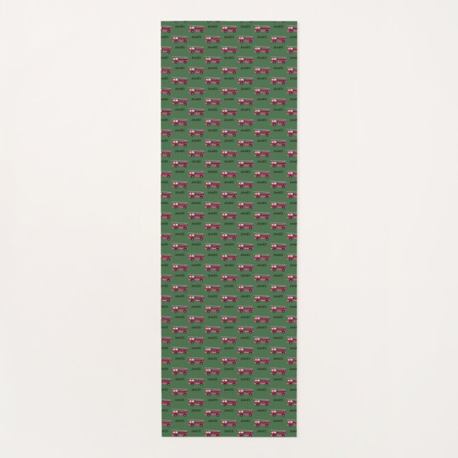 Esterilla De Yoga Añadir su nombre Camión Rojo Niños Personalizados (Anverso)