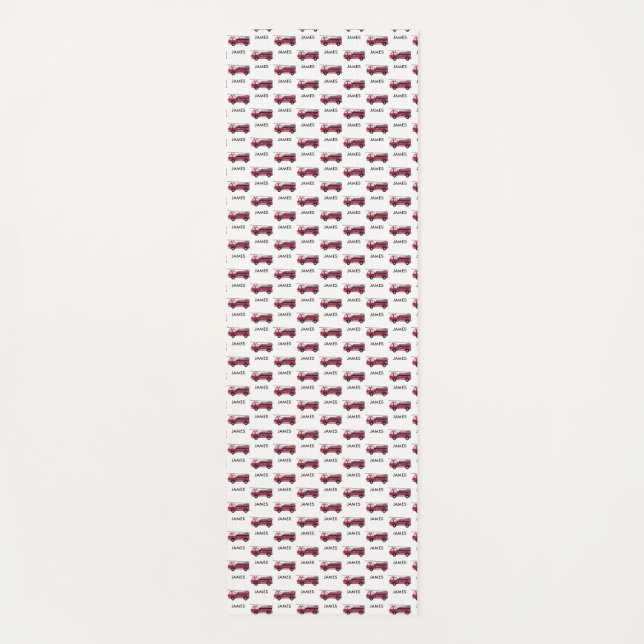 Esterilla De Yoga Añadir su nombre Camión Rojo Niños Personalizados (Anverso)