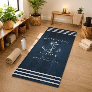 Esterilla De Yoga Ancla de madera azul marino moderna personalizada 