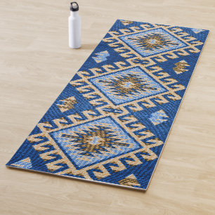 Esterilla De Yoga Antigua Oriental Azul Beige Turco Kilim Rug