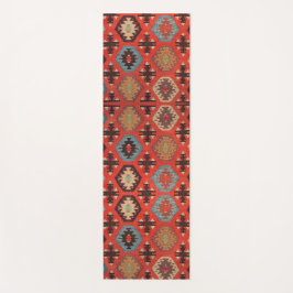 Esterilla De Yoga Antiguo Naranja Oriental Kurdo Rojo Kilim