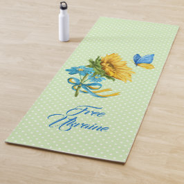 Esterilla De Yoga Apoyo a Ucrania de girasol bonito y mariposa