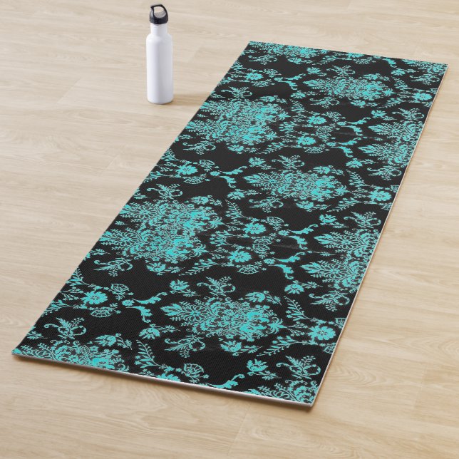 Esterilla De Yoga Aqua Damask en diseño Black Chic (In situ)