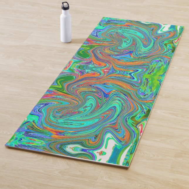 Esterilla De Yoga Aqua, Naranja y Green Groovy Resumen de arte retro (In situ)