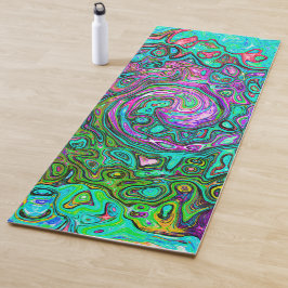 Esterilla De Yoga Aquamarine Groovy Abstract Retro Láquido Swirl