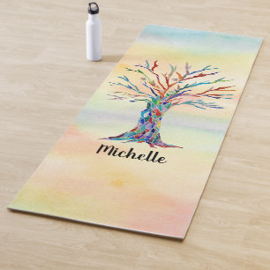 Esterilla De Yoga Árbol Arcoíris Monograma de Nombre