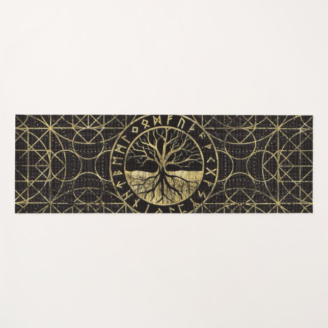 Esterilla De Yoga Árbol de la vida - Yggdrasil y runas (Anverso (horizontal))