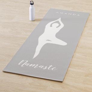 Esterilla De Yoga Árbol Namasté posar silueta personalizado yoga gri