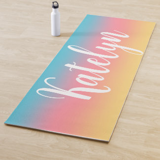 Esterilla De Yoga Arcoíris Ombre Nombre Personalizado