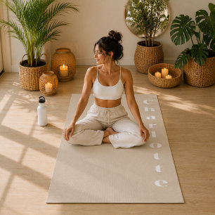Esterilla De Yoga arena de beige bienestar minimalista personalizada