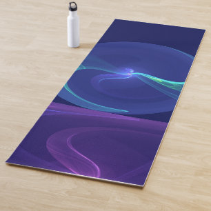 Esterilla De Yoga Arte abstracto fractal de sueño azul púrpura lumin