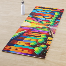 Esterilla De Yoga Arte colorido de escena callejera