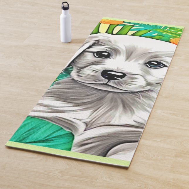 Esterilla De Yoga Arte De Cachorro Floral (In situ)