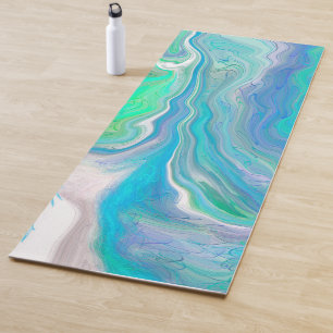 Esterilla De Yoga Arte de fluido de mármol azul y verde de vidrio ma