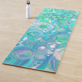 Esterilla De Yoga Arte de fluido de mármol azul y verde de vidrio ma