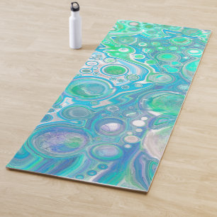 Esterilla De Yoga Arte de fluido de mármol azul y verde de vidrio ma