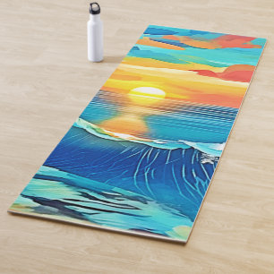 Esterilla De Yoga Arte de olas de sol oceánico