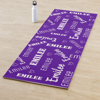 Esterilla De Yoga Arte de palabra genial púrpura y blanco Texto pers