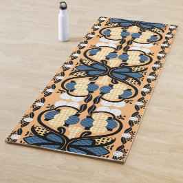 Esterilla De Yoga Arte folclórico estonio azul y amarillo