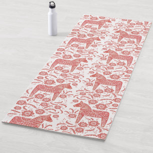 Esterilla De Yoga Arte folclórico rojo y blanco de Dala sueco