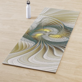 Esterilla De Yoga Arte fractal de fantasía Verde azulada de oro nobl