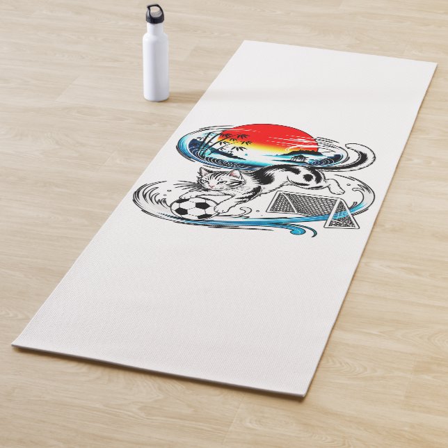 Esterilla De Yoga Artistic Japanese Soccer Cat for fitness art lover (In situ)