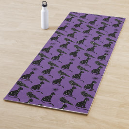 Esterilla De Yoga Astrología Mística Gato Negro Cuervo Estrellas