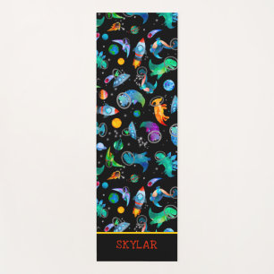 Esterilla De Yoga Astronautas de dinosaurios: espacio acuarela perso