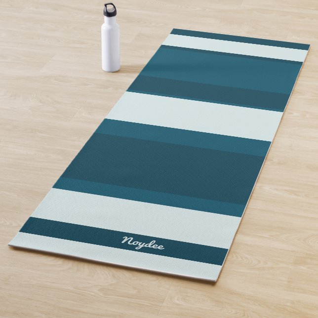 Esterilla De Yoga Asymmetric Stripes Horizontal Lines Sea Blue White (In situ)