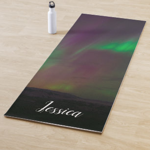 Esterilla De Yoga Aurora Borealis Luces del Norte Montañas del Ártic