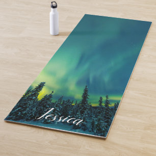 Esterilla De Yoga Aurora Borealis Luces del Norte noche cielo ártico