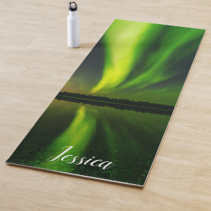 Esterilla De Yoga Aurora Borealis Luces del Norte noche cielo ártico