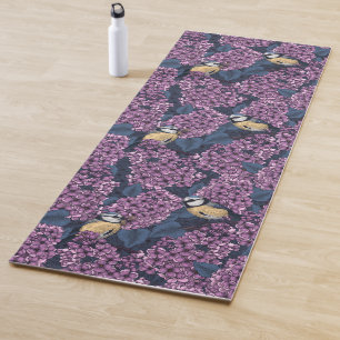 Esterilla De Yoga Aves en un jardín lila violeta