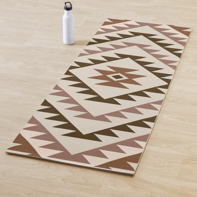 Esterilla De Yoga Aztec Diamond Motif Design Browns+Cream (In situ)