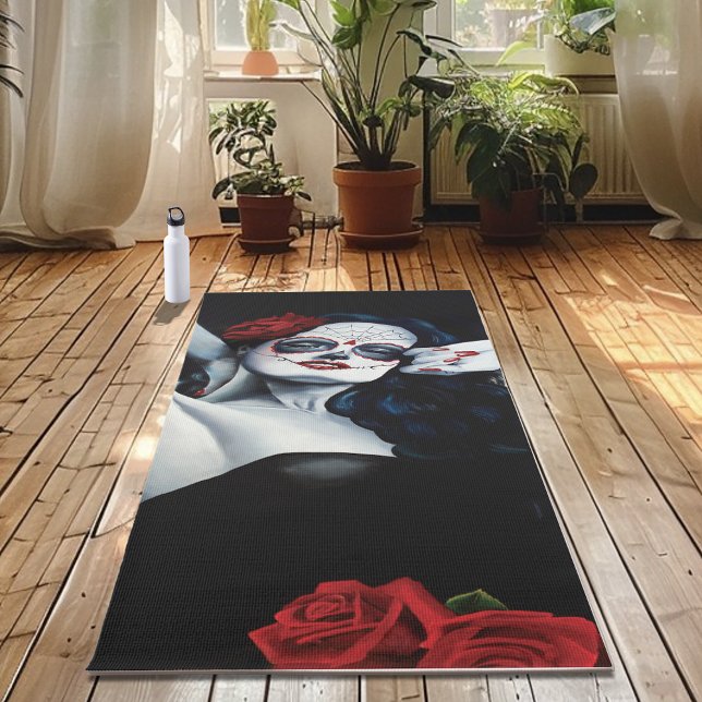 Esterilla De Yoga Azúcar Skull Roses Rojas Negro (Subido por el creador)