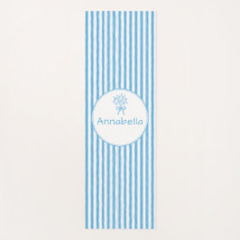Esterilla De Yoga Azul caprichoso Monograma Preppy de raya blanca