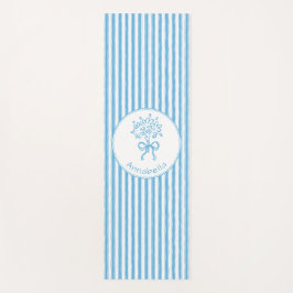 Esterilla De Yoga Azul caprichoso Monograma Preppy de raya blanca