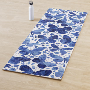 Esterilla De Yoga Azul de agua de mariposas