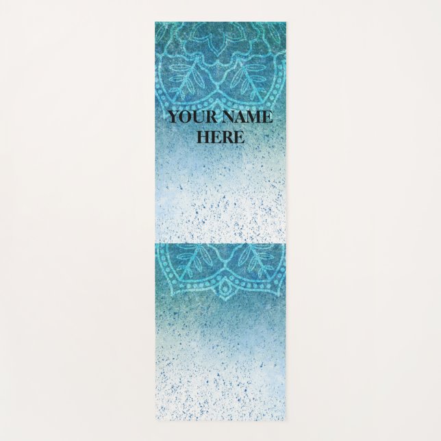 Esterilla De Yoga Azul helado natural Mandala Floral (Anverso)