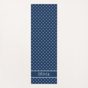 Esterilla De Yoga Azul Marino Y Lunares Blancos Y Nombre Personaliza