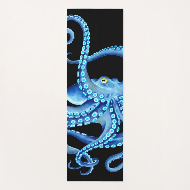Esterilla De Yoga Azul Octopus Black (Anverso)