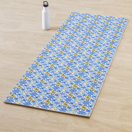 Esterilla De Yoga Azulejo Azul Limón Amarillo