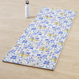 Esterilla De Yoga Azulejo Azul Patrón de Limón Country Francés