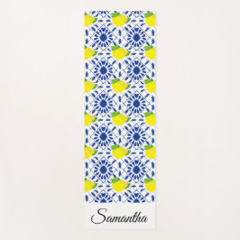 Esterilla De Yoga Azulejo de limón geométrico azul
