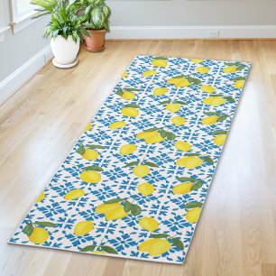 Esterilla De Yoga Azulejo Francés de País Azul Patrón de Limones