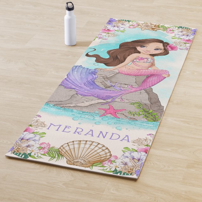 Esterilla De Yoga Bajo la sirena rosa y morada (Brunette) (In situ)