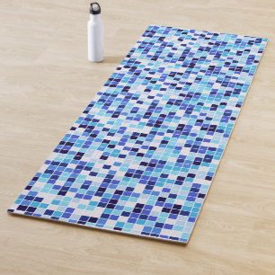 Esterilla De Yoga Baldosas de piscina, mosaicos azules, patrón geomé