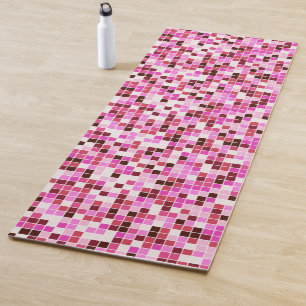 Esterilla De Yoga Baldosas de piscina, mosaicos rosados, patrón geom