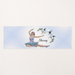 Esterilla De Yoga Ballerina con nombre personal azul